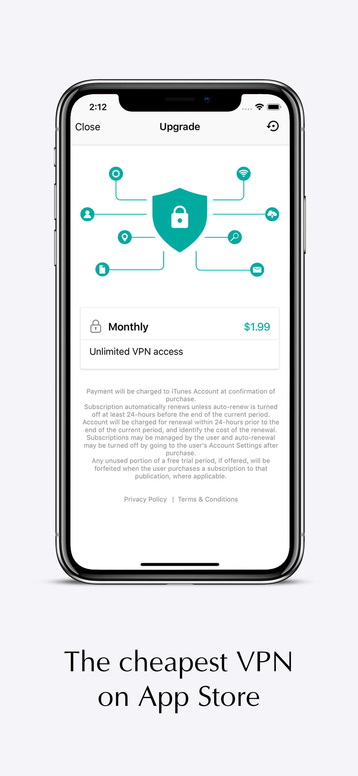 Cheap VPN affordable pricing screen showing premium subscription options on iPhone